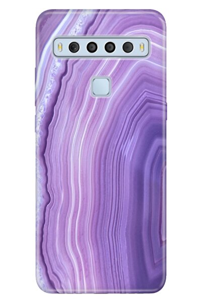 TCL 10l Uyumlu Kılıf Pure Modern Desenli Silikon Mat Pembe Ametist