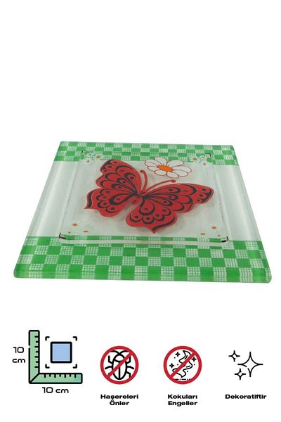 AVMmarketim غطاء صرف الحمام الزجاجي ديكور 2 قطعة غطاء صرف زجاجي 10x10 سم فراشة