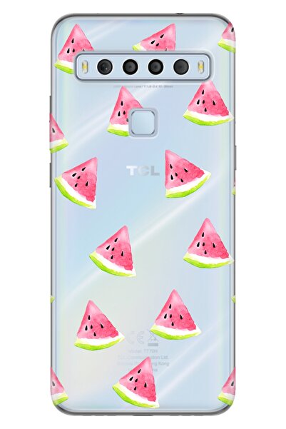 TCL 10l Uyumlu Kılıf Pure Modern Desenli Silikon Karpuz
