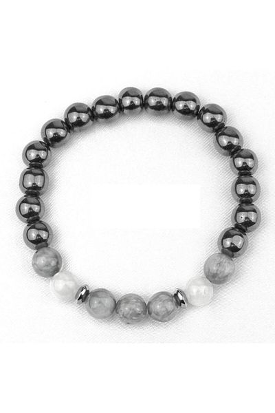 Alnis Atelier Hematite And Moon Stone Natural Stone Bracelet