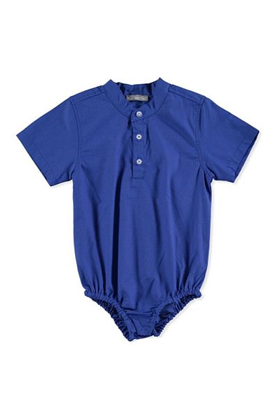 Bambaki Baby Boy Navy Blue Poplin Short Sleeve Polo Collar Body