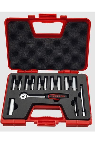 İzeltaş 1/4” Six Corner Deep Socket Wrench Set 14 Pieces (1107 00 6014)