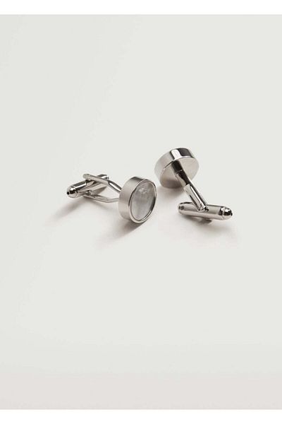 MANGO Man Men's White Pearl Cufflink