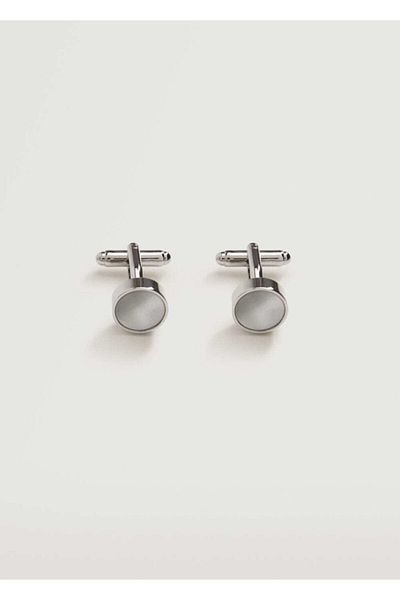 MANGO Man Men's White Pearl Cufflink