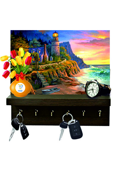 Tiydem Ahşap Anahtarlık / Anahtar Askısı Raf / Dekoratif Kapı Arkası Anahtar ...