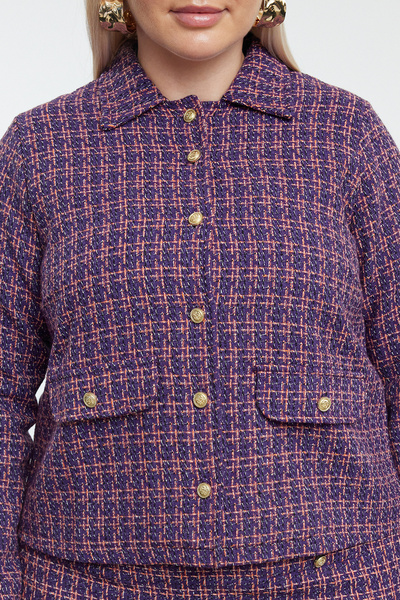 Trendyol Curve Фіолетовий плед на ґудзиках з клітчастою кліткою Тувіт тканий жіночий піджак плюс розмір