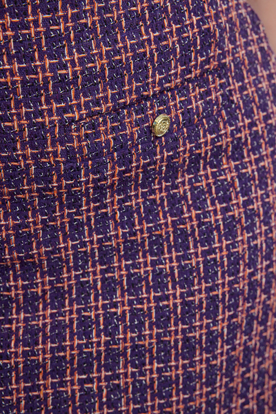 Trendyol Curve Plus Size Purple Gold Plaid Tweed Mini Skirt - Tbbaw25az00008