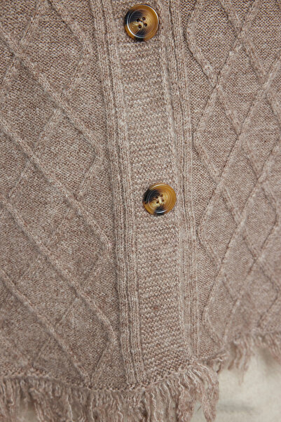 Trendyol Collection Kardigan s měkkou texturou norkového úpletu - střapec, TWOAW25HI00212