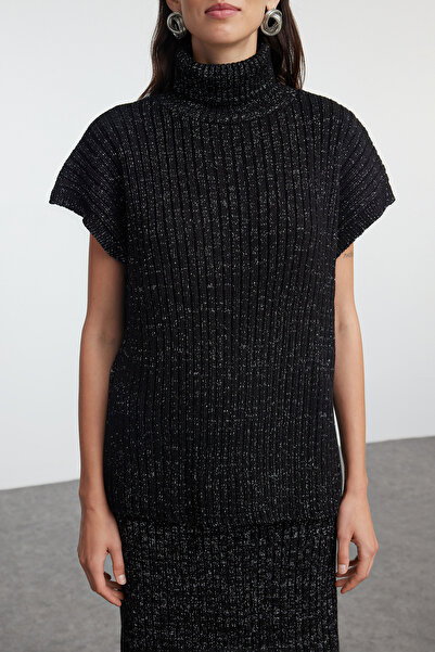 Trendyol Collection Csillogó széles szabású fekete kötöttáru öltöny - TWOAW25AU00037