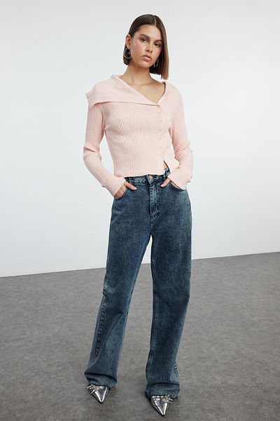Trendyol Collection Powder Mercerized Look Premium Yarn/Special Yarn Fitted/Body Hugging Knitwear Cardigan Twoaw25Hi00254