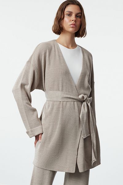 Trendyol Collection Beige Knitwear Midi Set - Lower & Upper Set Twoaw25Au00027
