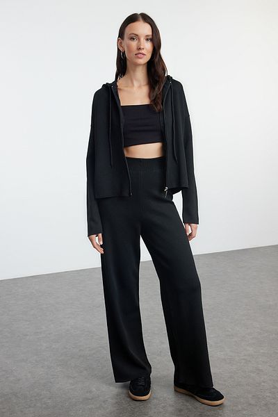 Trendyol Collection Kapucnis fekete kötöttáru szett - TWOAW25AU00031