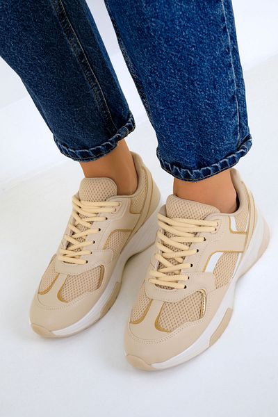 SOHO Beige-weiße Damen Sneaker Schuhe 19505