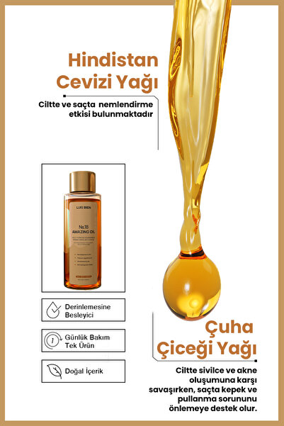 Luis Bien No:18 Çok Amaçlı Işıltı Bakım Yağı – Cilt & Saç için Besleyici & Yumuşatıcı