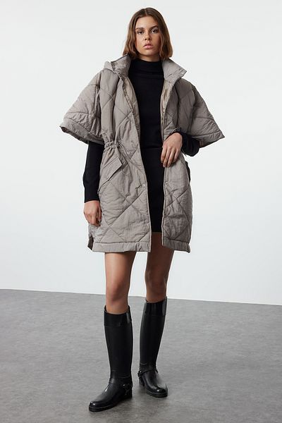 Trendyol Collection Palton matlasat supradimensionat din nurcă - TWOAW25MO00056