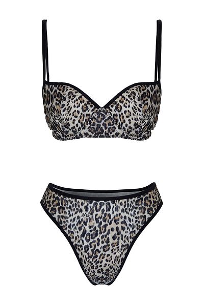 Trendyol Collection Vezetékes sapka nélküli leopárd mintás kötött fehérnemű - Thmss24cc00029