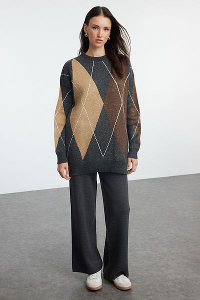 Trendyol Modest Puha textúrájú antracit kötöttáru készlet - TCTAW25US00053