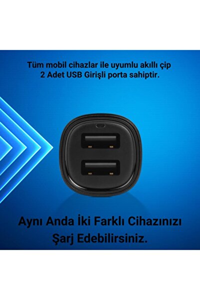 Ttec Süper Hızlı 3.1amper 2x Usb Girişli Araç Şarj Cihazı, 12/24v Çakmaklık Girişli Akım Korumalı