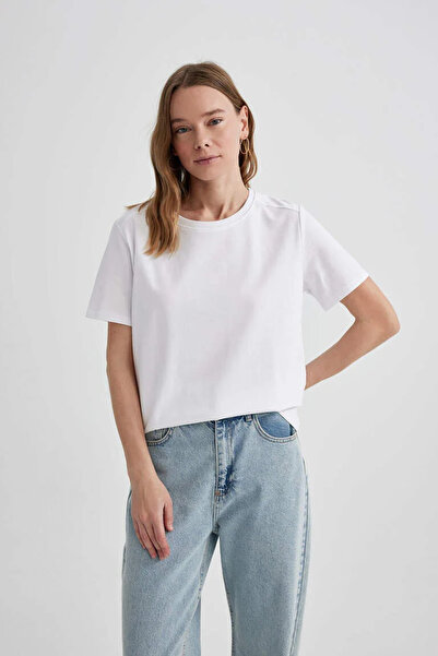 DeFacto Γυναικείο μπλουζάκι A9428ax/wt34 Λευκό