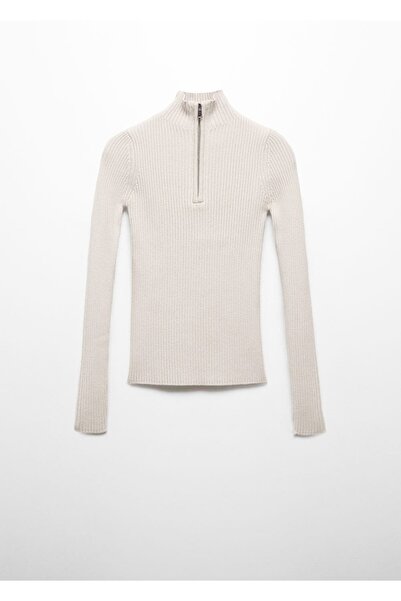 MANGO Woman Provázaný svetr na zip