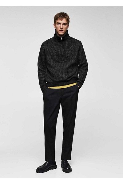 MANGO Man Wollpullover mit Perkins-Kragen und Reißverschluss