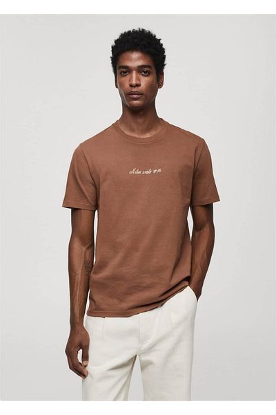 MANGO Man T-shirt z nadrukiem, wykonany w 100% z bawełny