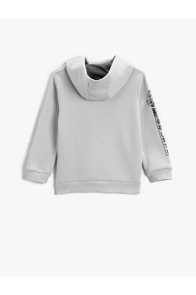 Koton Tiger Printed Hooded Sweatshirt Long Sleeve