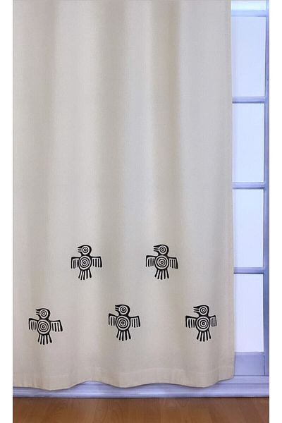 pamukidea Pagan Bird Printed 100% βαμβακερή λινή κουρτίνα - Κουζίνα και σαλόνι Slap Stone Sunshade