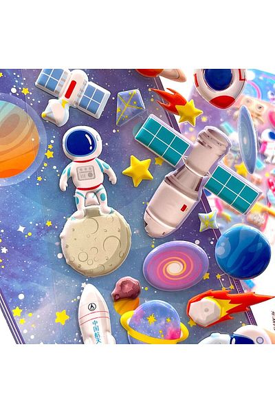 Dolphin 3d Embossed Space Astronaut Large Size Sticker