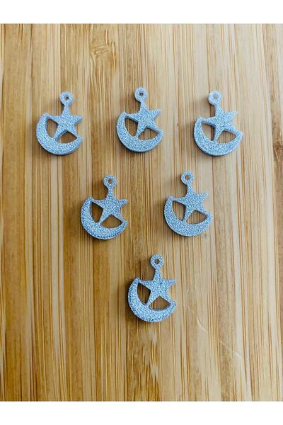 Öztürk Cercei cu semilună înstelată, argintiu argintiu, paiete groase din ple...