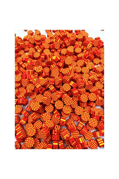 Hobimos 100 Pieces Yellow Red Fimo Figure Beads - Bracelet Boneksu