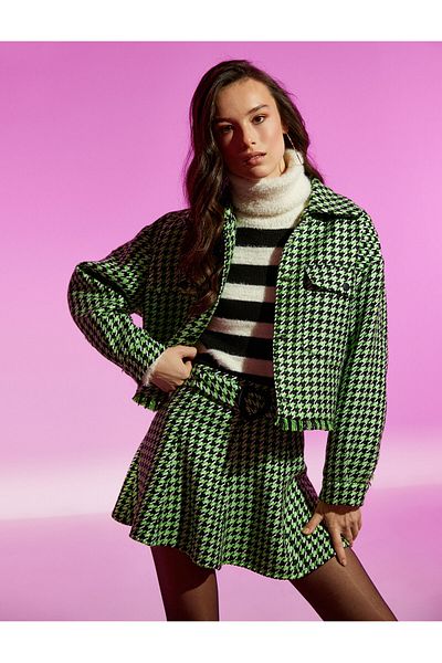 Koton Tweed-Jacke mit Quasten und Taschen