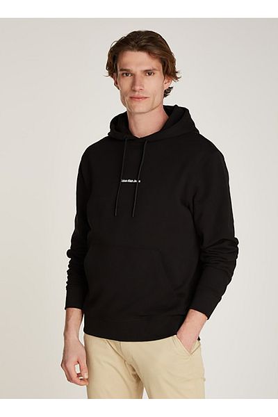 Calvin Klein Jeans Hood Collar Black Men's Sweatshirt J30J325639Beh Grid Monogram Hoodie