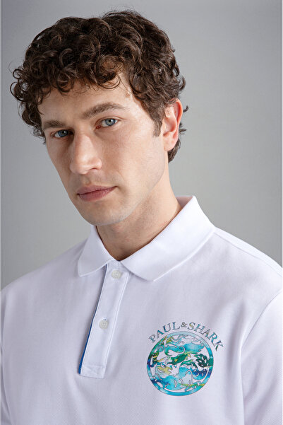 PAUL&SHARK MEN'S KNITTED POLOSHIRT C.WCOTTON