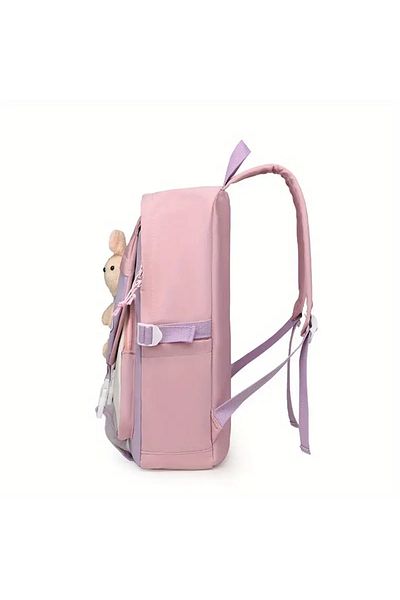 The Cloudish Shop Girl's First School Bag with Kawaii Rabbit Toy Detail - Large Size