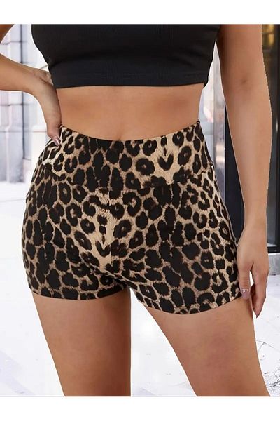 Lion Collection Μίνι σορτς με ψηλόμεσο λεοπάρ σχέδιο