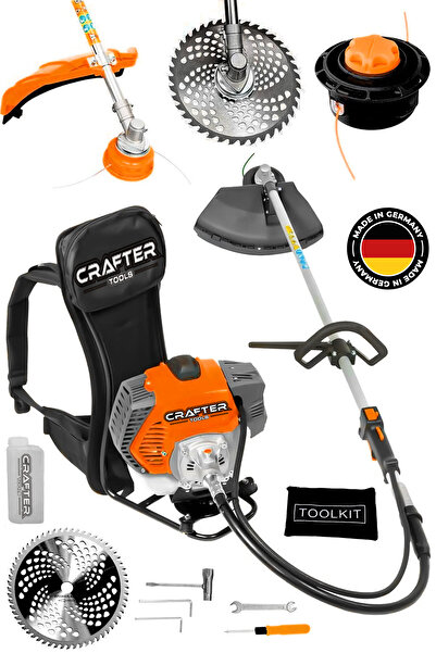 CRAFTERTOOLS Germany Sırt Tipi Benzinli Motorlu Ot Çalı Tırpanı Çim Biçme Mak...