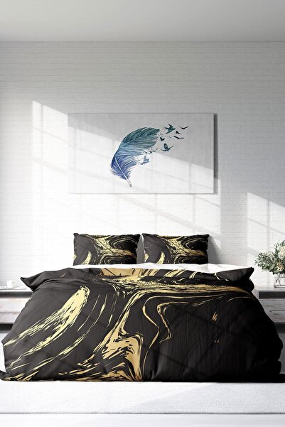 PerlaSera 3D Custom Design Duvet Cover Set - Tightly Woven Cotton Satin, Double, Black Design