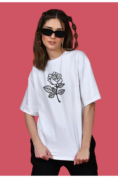 Pink Sky Βαμβακερό μπλουζάκι Oversize Rose printed