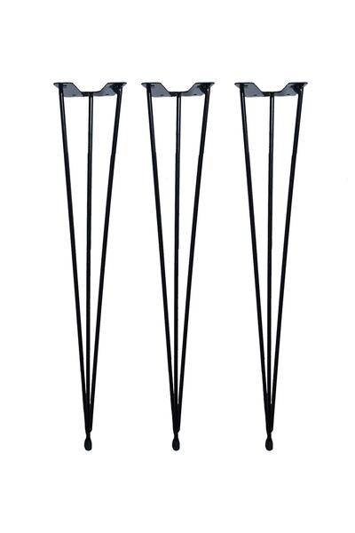AS DESİGN Firkete Tel Sehpa Ayağı (3'LÜ PAKET - 46 CM - SİYAH RENKLİ)