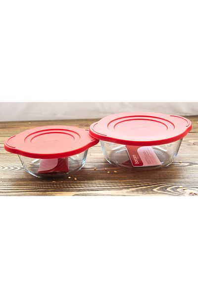 Paşabahçe 59123-59133 Borcam Pls. Storage Container with Lid Set of 2