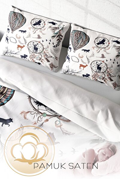 PerlaSera Τρισδιάστατο Ειδικό Σχέδιο - Σετ Παπλωματοθήκης Calmness Natural Διπλό, Πυκνό Βαμβακερό Σατέν