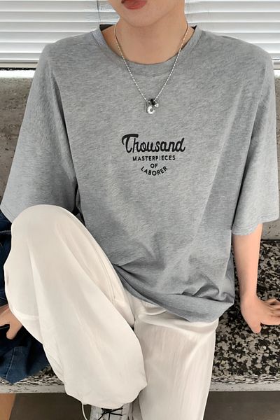 Pink Sky Gray Oversize Crew Neck Thousand Printed Unisex T-Shirt