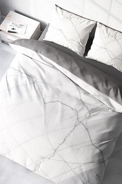 PerlaSera Double Duvet Cover Set Closely Woven Cotton Satin 3D Special Design Lux Marble (without sheets)