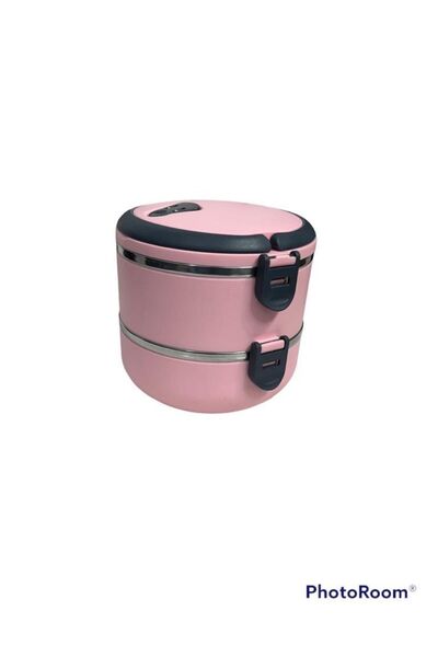 ARALMİNİAVM 2 Katlı Vakumlu Yemek Kabı -taşıma 2li Saklama Kabı Diyet Termos Sefer Tası