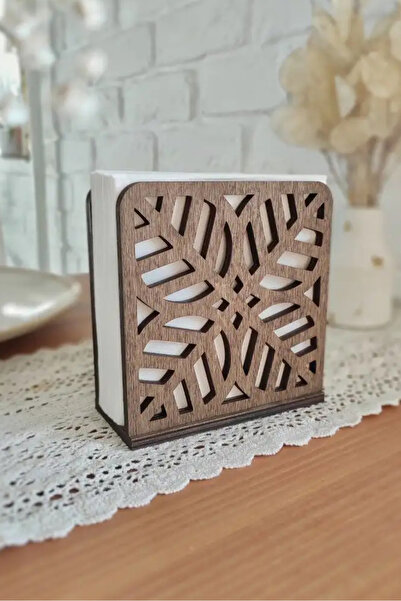 AHWART Ahşap Masaüstü Peçete Organizeri, Yaprak Desenli Peçetelik