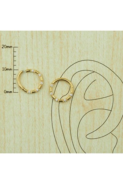 agbtasarım %100 Cerrahi Çelik 5 Zirkon Mıhlama Taşlı "septum, Nose, Helix" "b...