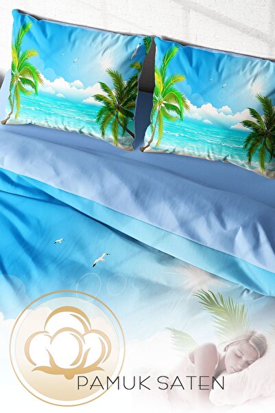 PerlaSera 3D Спеціально розроблений двоспальний комплект постільної білизни - Тканина з бавовняного сатину, пальма