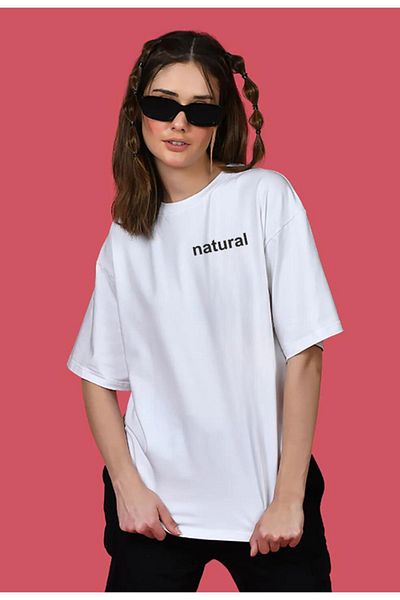 Pink Sky Βαμβακερό μπλουζάκι Oversize - Natural Printed