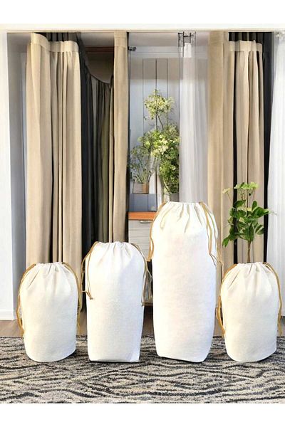 Balkan Room 4-piece White Drawstring Bag Set - Xxl, Xl, 2l - Carry Bag and Quilt Pillow Storage Bag